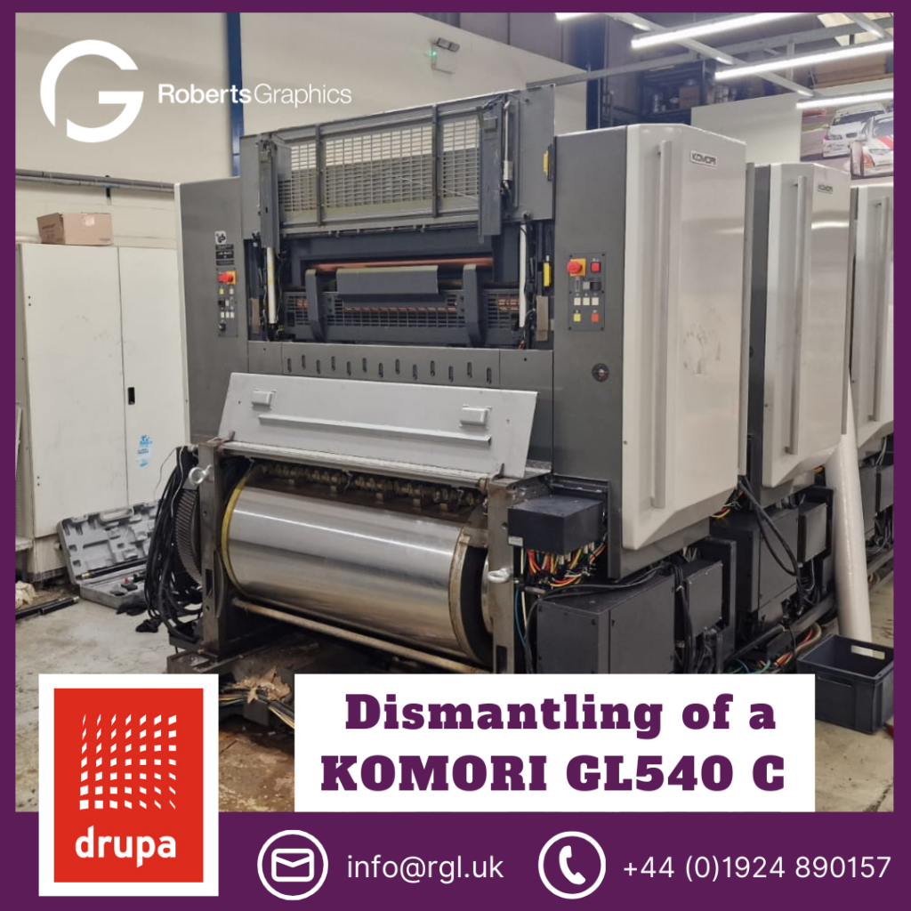 Dismantling of used Komori sold at drupa